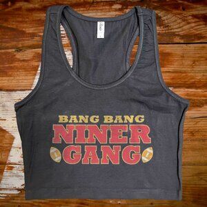 bang bang niner gang black crop tank top